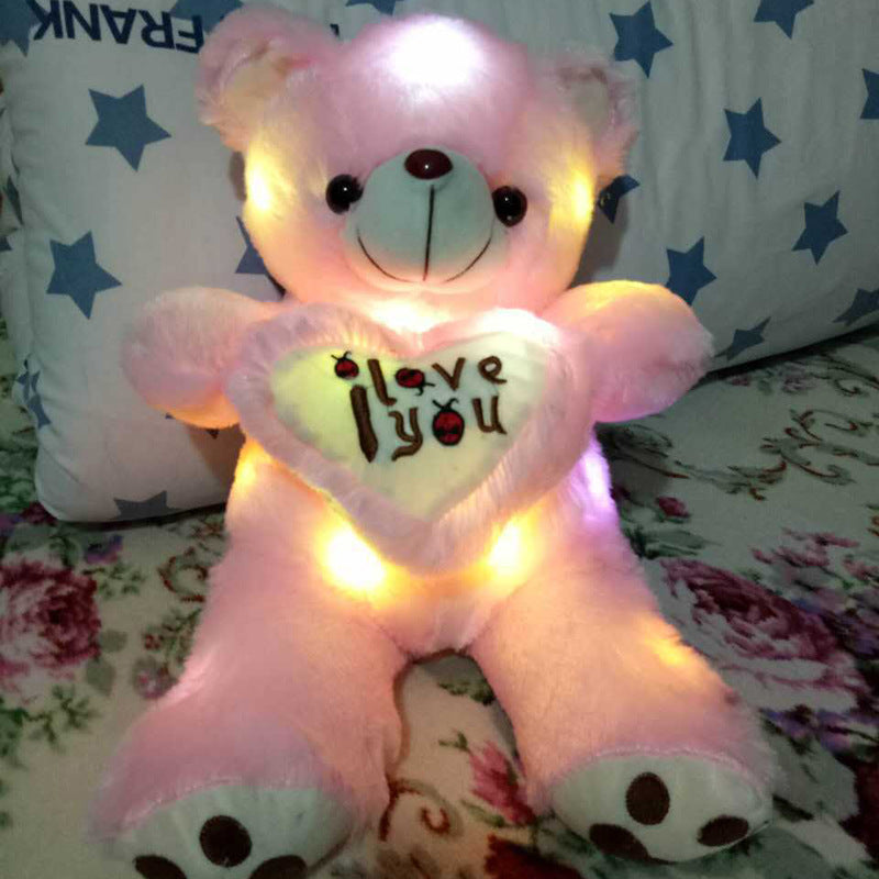 Lingjun Teddy Bear Plush Doll Music Glowing Hugging Bear