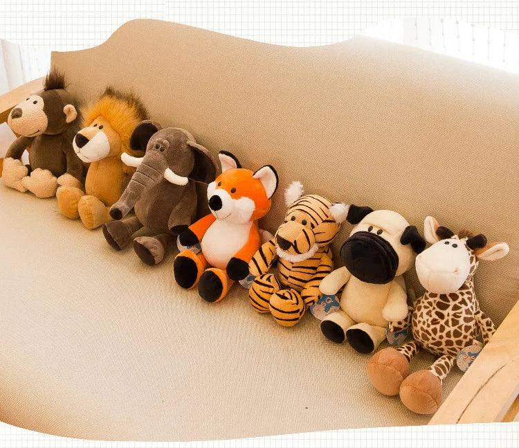 Stuffed Plush Animals Toys Soft Dolls Jungle Lion Elephant Tiger Dog Fox Monkey Deer Children Gift Kawaii Baby Kids Hobbie Toys