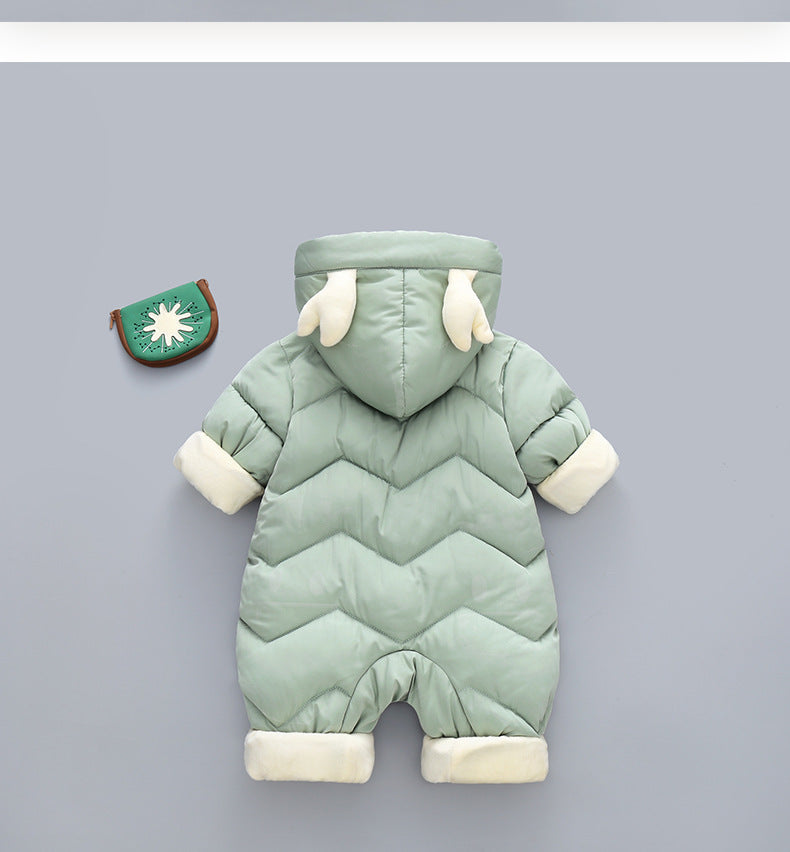 Baby Winter Snowsuit Plus Velvet Thick Baby Boys Jumpsuit 0-3 Years Newborn Romper Girl Clothes Overalls Toddler Coat